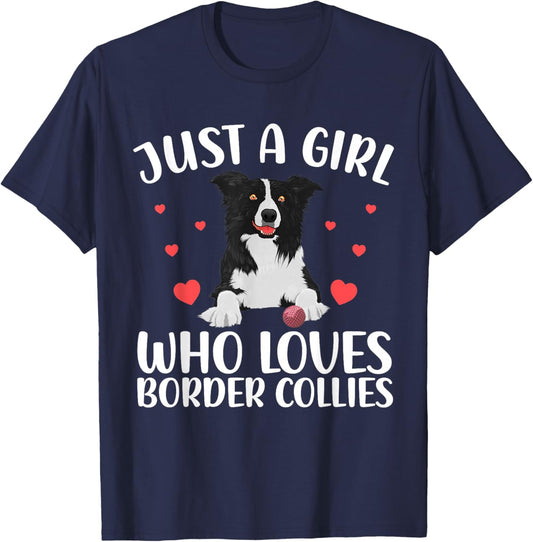 Border Collie Design Girls Dog Border Collie Lover T-Shirt - T-Shirt | Navy