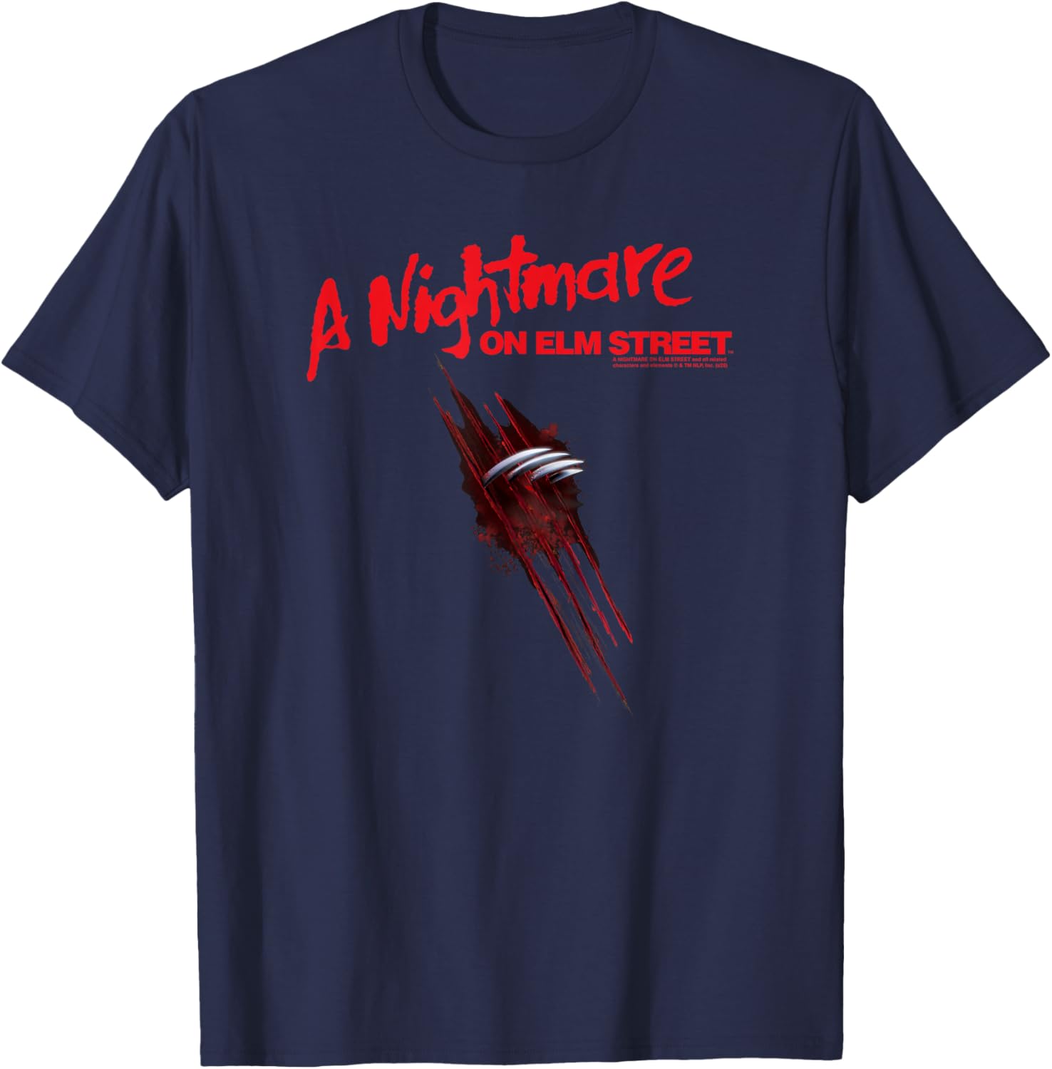 A Nightmare on Elm Street Freddy Slashed Logo Horror Movie T-Shirt - T-Shirt | Navy