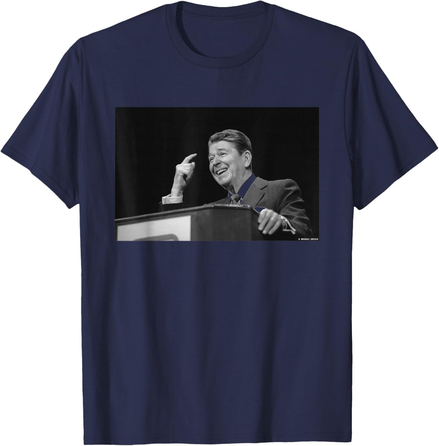 Ronald Reagan US President Birthday Speech by Michael Grecco T-Shirt - T-Shirt | Navy