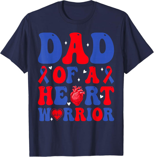 Dad of A Heart Warrior Congenital Heart Defect Awareness T-Shirt - T-Shirt | Navy