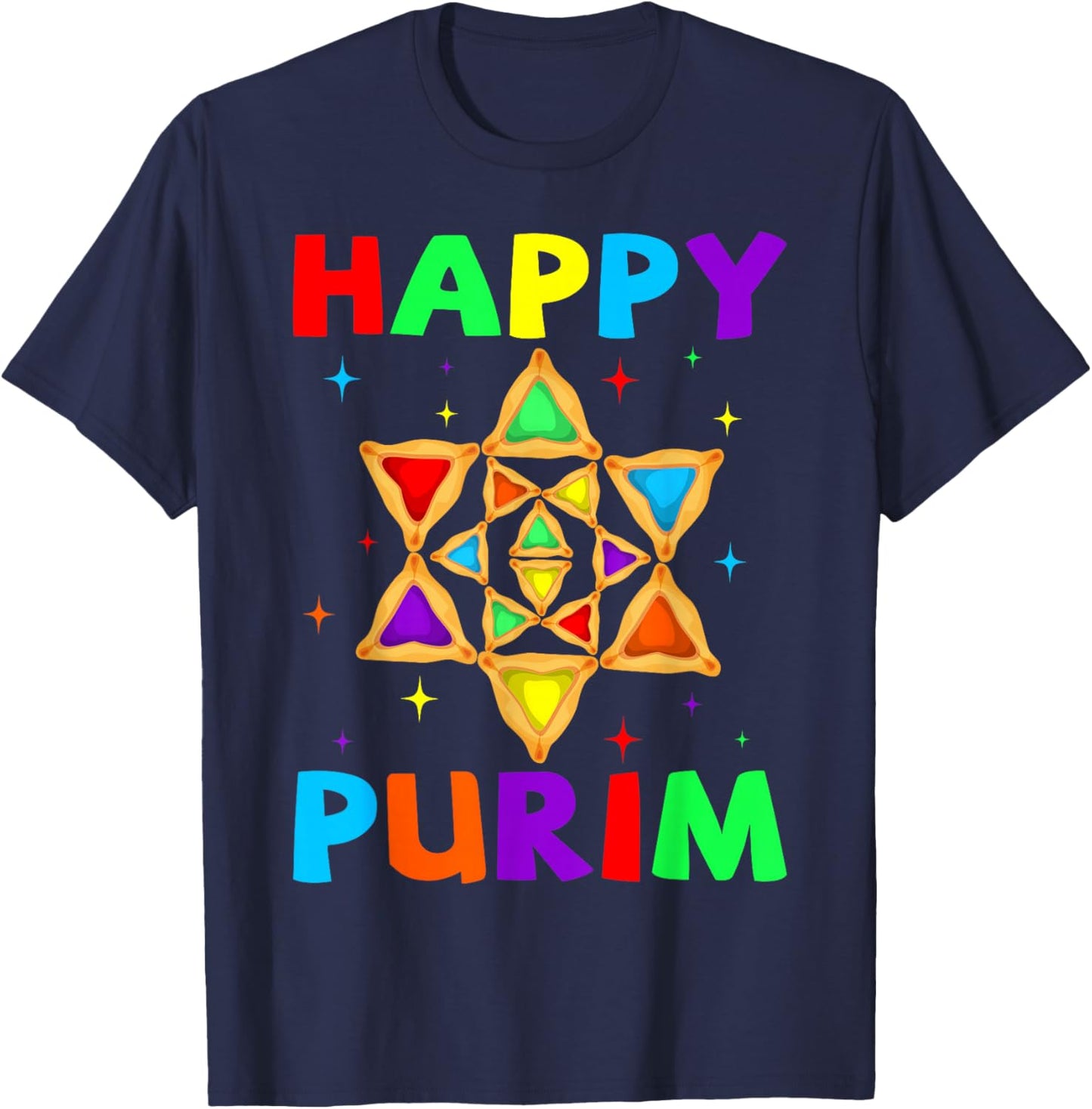 Happy Purim Hamantash Hamantaschen Lovers Jewish Holidays T-Shirt - T-Shirt | Navy