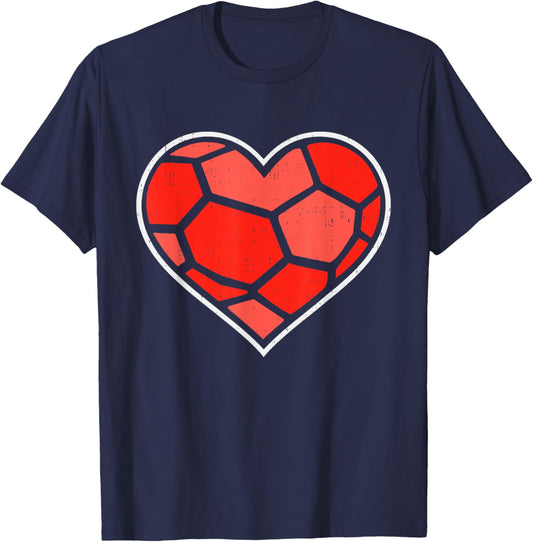 Soccer Heart Love Sport Valentines Day Men Women Boys Kids T-Shirt - T-Shirt | Navy