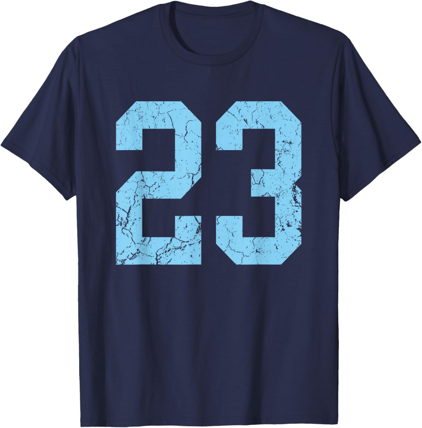 Distressed Baby Blue Number 23 Jersey Player Uniform #23 T-Shirt - T-Shirt | Navy