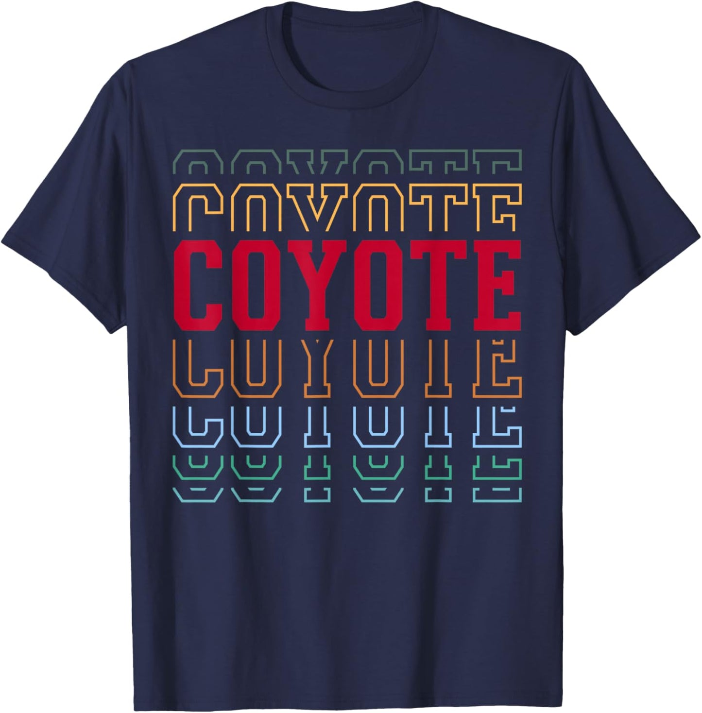 Coyote Layered Text Costume Animal Lover T-Shirt - T-Shirt | Navy