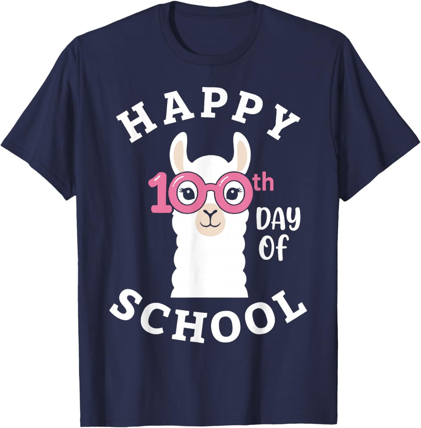 Happy 100th Day of School Llama Teacher Student T-Shirt - T-Shirt | Navy