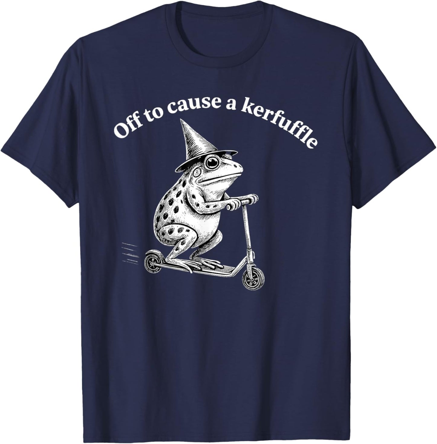 Funny Frog Quote Mischief Humor Whimsical Scooter Art Design T-Shirt - T-Shirt | Navy