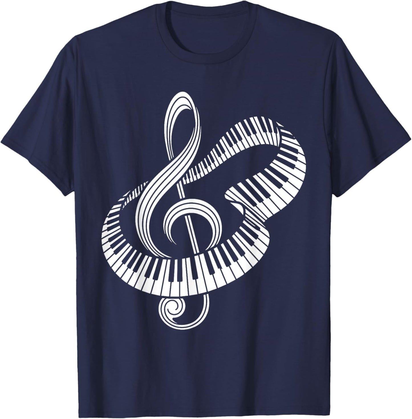 Pianist Music Note Treble Clef Piano Player Keyboard Teacher T-Shirt - T-Shirt | Navy