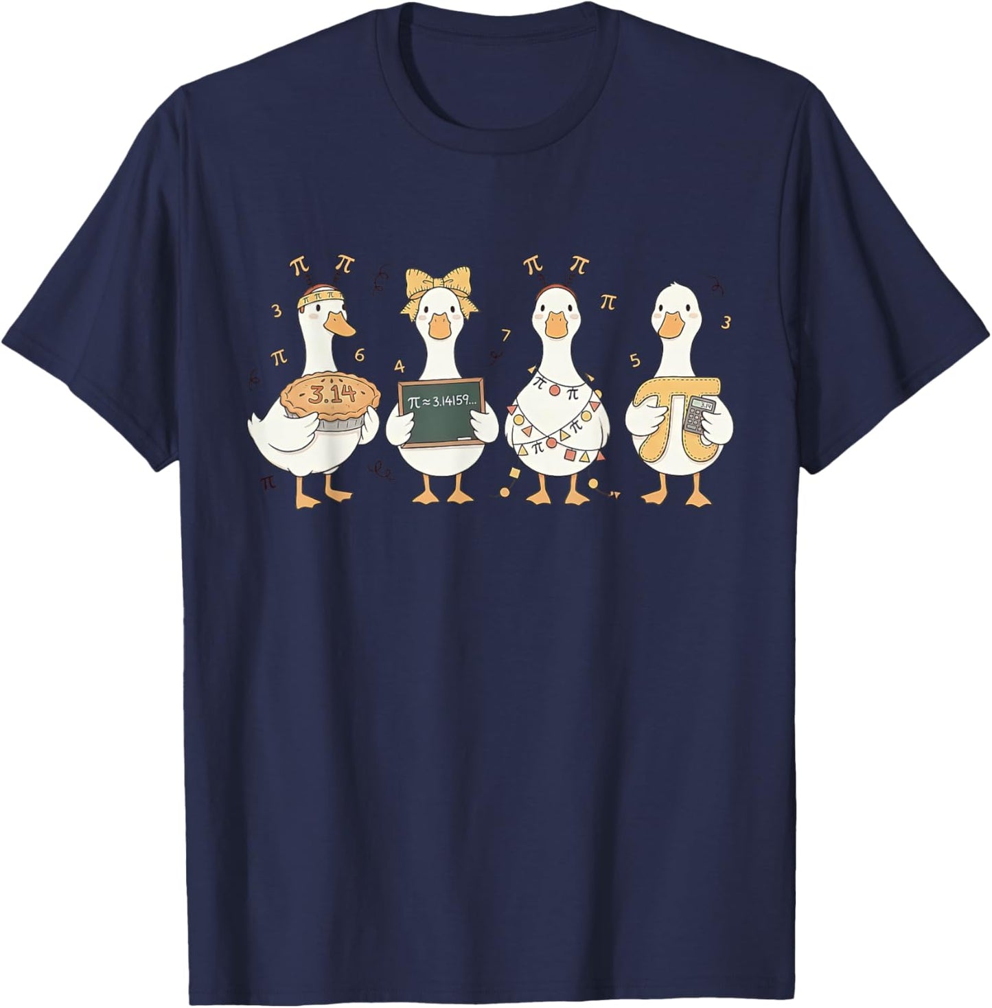 Happy 3 14 Pi Day Silly Goose Math Teacher Mathematics Pun T-Shirt - T-Shirt | Navy