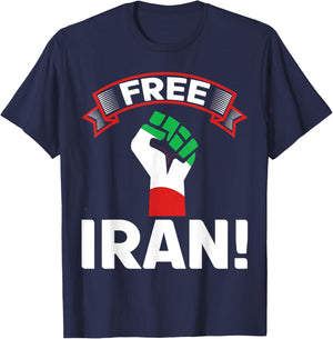 Free Iran Flag Freedom Fist Love Iran Persian Pride T-Shirt - T-Shirt | Navy