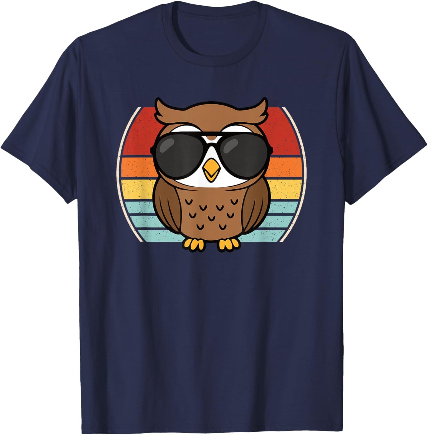 Cool Owl Lover Men Boys Kids T-Shirt - T-Shirt | Navy
