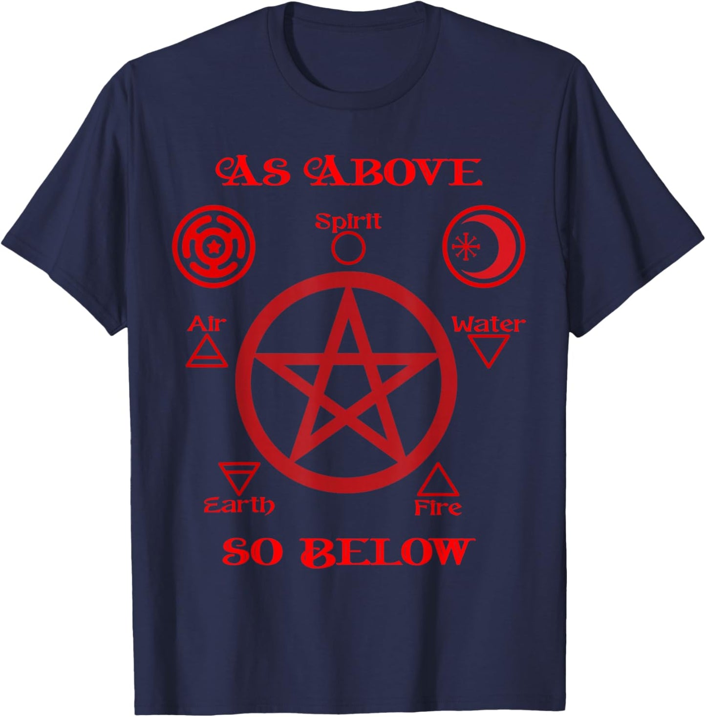Pentagram Hecate Wheel Wicca Spirit Over Matter Witchcraft T-Shirt - T-Shirt | Navy