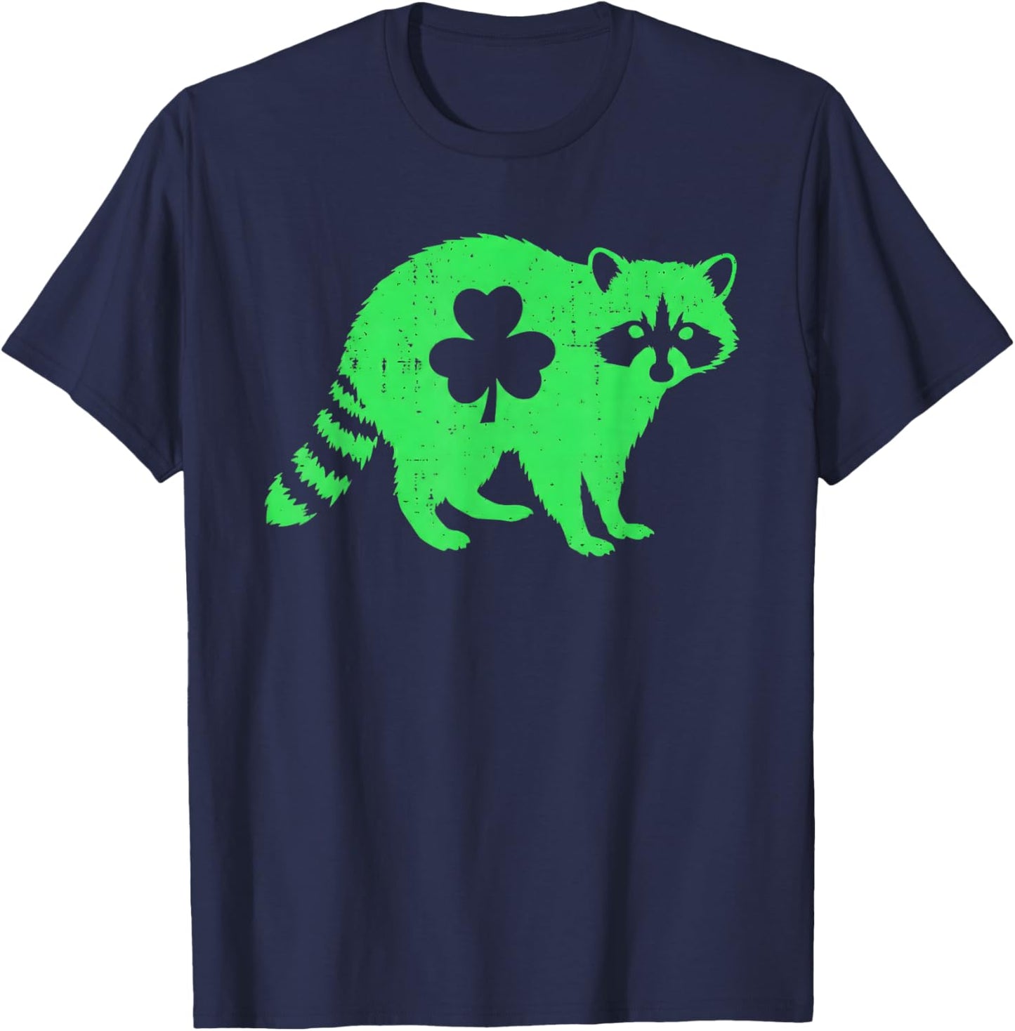 St Patricks Day Raccoon Shamrock T-Shirt - T-Shirt | Navy