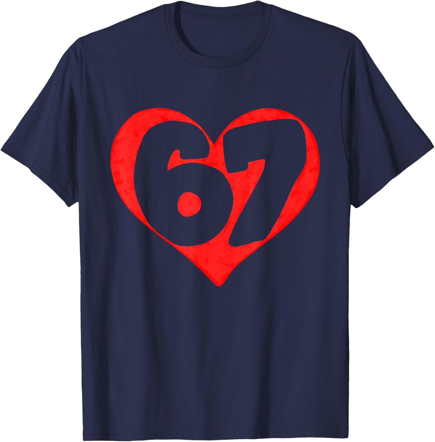 Funny Valentines Heart Silhouette 67 Six Seven Kids Teens T-Shirt - T-Shirt | Navy