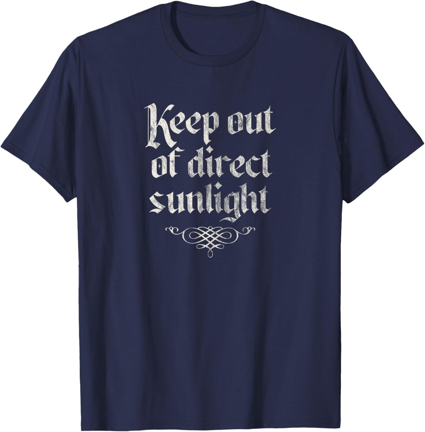 Keep Out of Direct Sunlight, Retro Vintage Halloween Vampire T-Shirt - T-Shirt | Navy