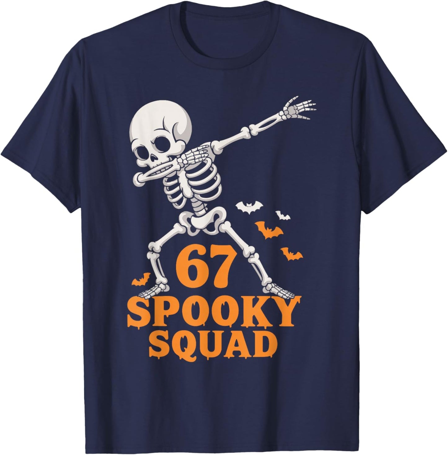 67 Spooky Squad 6 7 Numbers Six Seven Kids Skeleton T-Shirt - T-Shirt | Navy