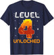 Level 4 Unlocked 4th Birthday Four Years Old Gamer Gaming T-Shirt - T-Shirt | Navy