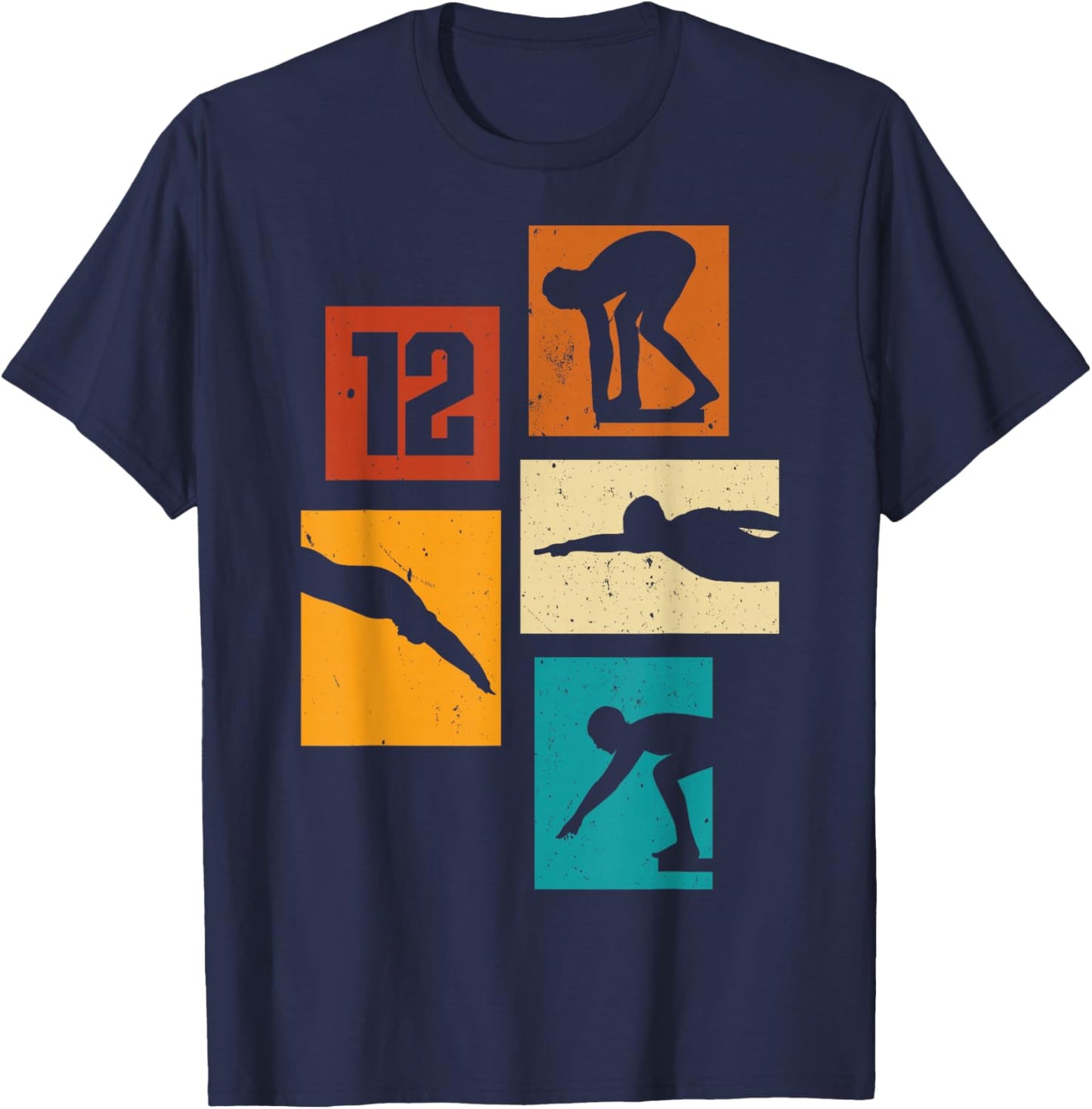 12th Birthday Swimmer Swimming 12 Year Old Boy T-Shirt - T-Shirt | Navy