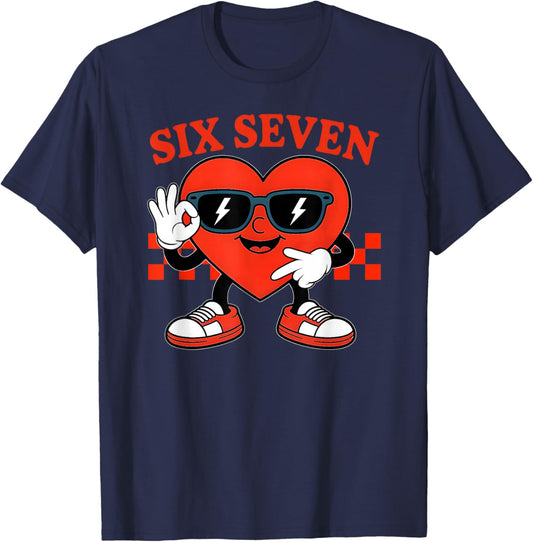 67 Shirt Boys Kids Funny Six Seven 6 7 Valentine Day 67 Meme T-Shirt - T-Shirt | Navy