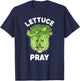 Let us Pray Funny Christian Pun Kawaii Green Lettuce Kids T-Shirt - T-Shirt | Navy