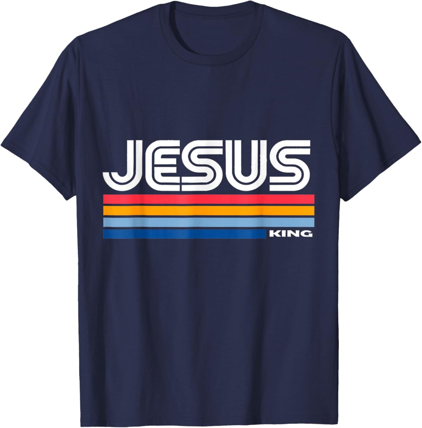 Jesus King Retro Vintage Design T-Shirt - T-Shirt | Navy