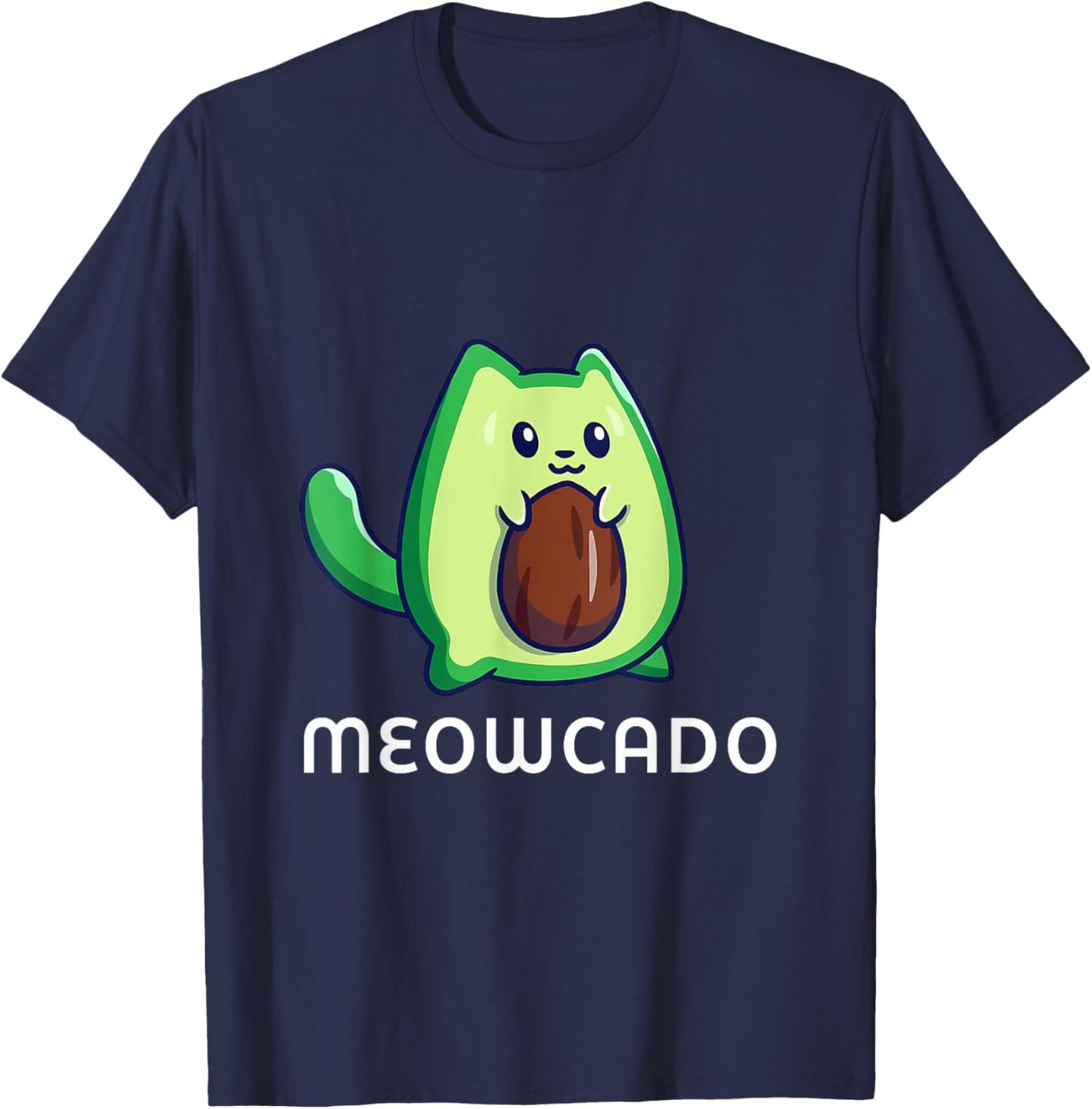 Meowcado Avocado Cat Funny Cute Kawaii Animal Meme T-Shirt - T-Shirt | Navy