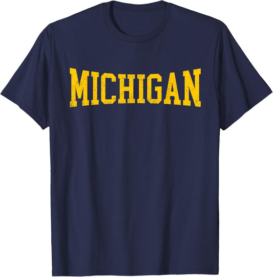 Michigan - Throwback Design - Classic T-Shirt - T-Shirt | Navy