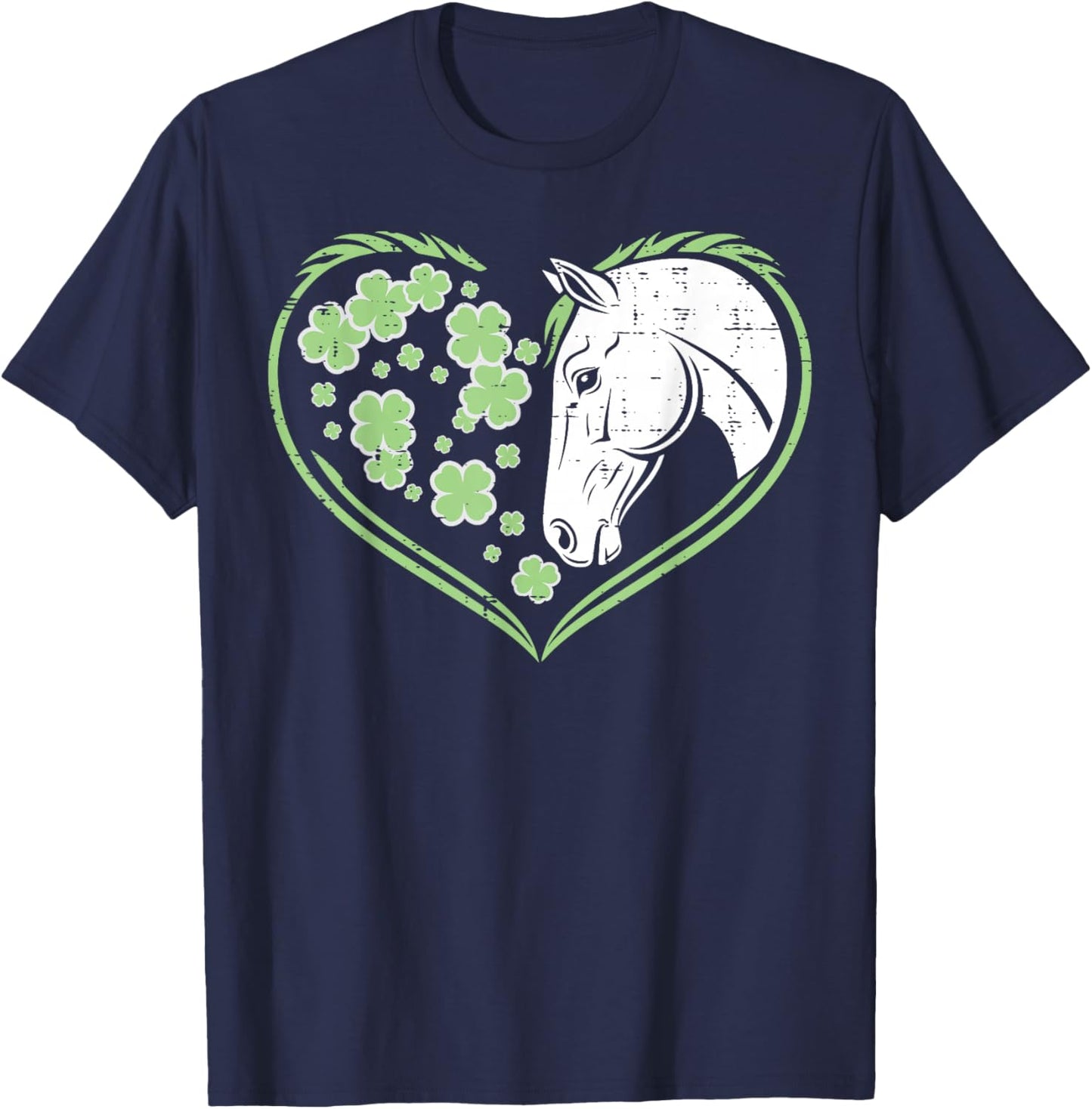 St Patricks Day Horse Heart Saint Pattys Women Girls Kids T-Shirt - T-Shirt | Navy