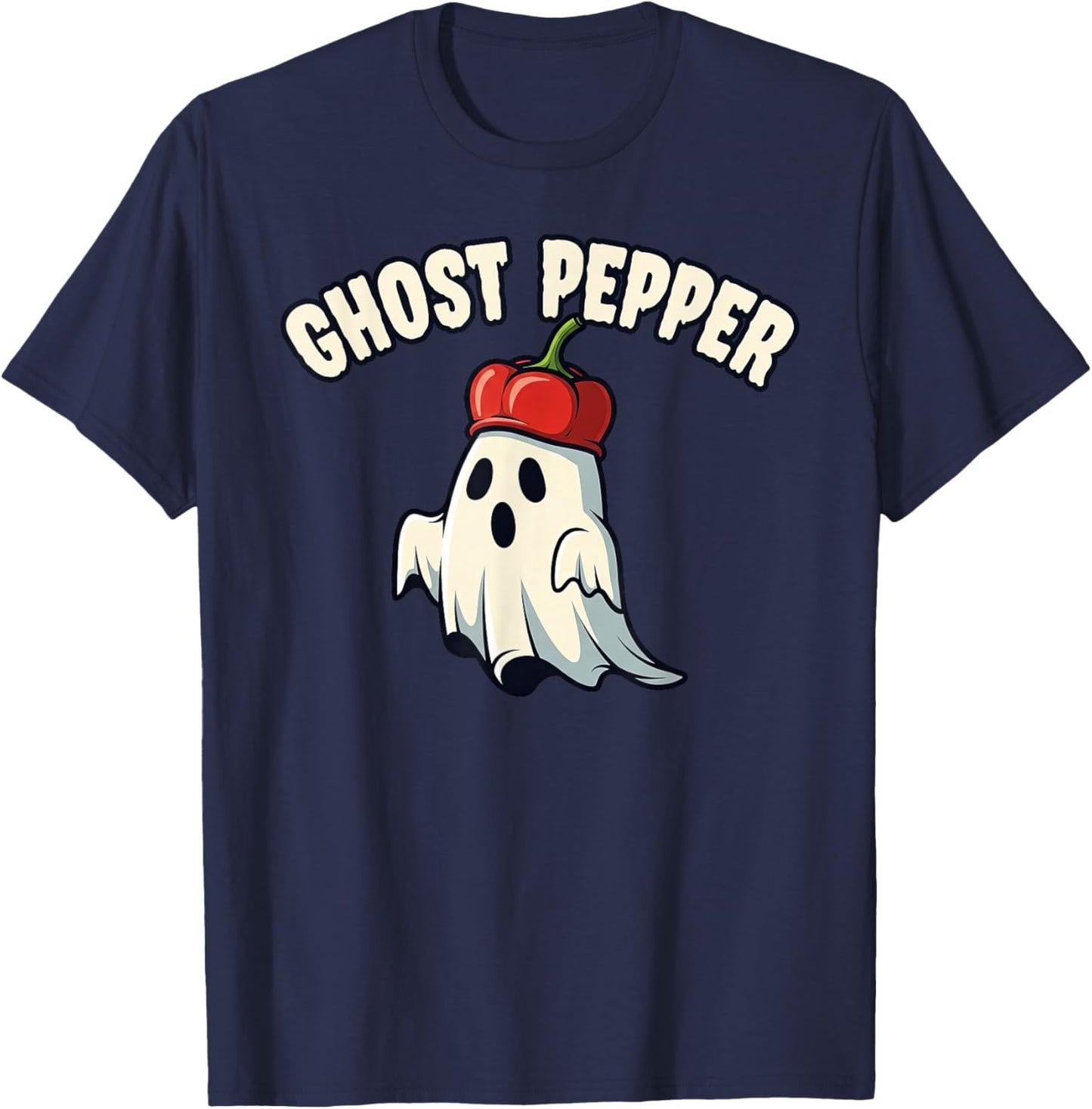 Ghost Pepper Spicy Food Halloween Pun T-Shirt - T-Shirt | Navy
