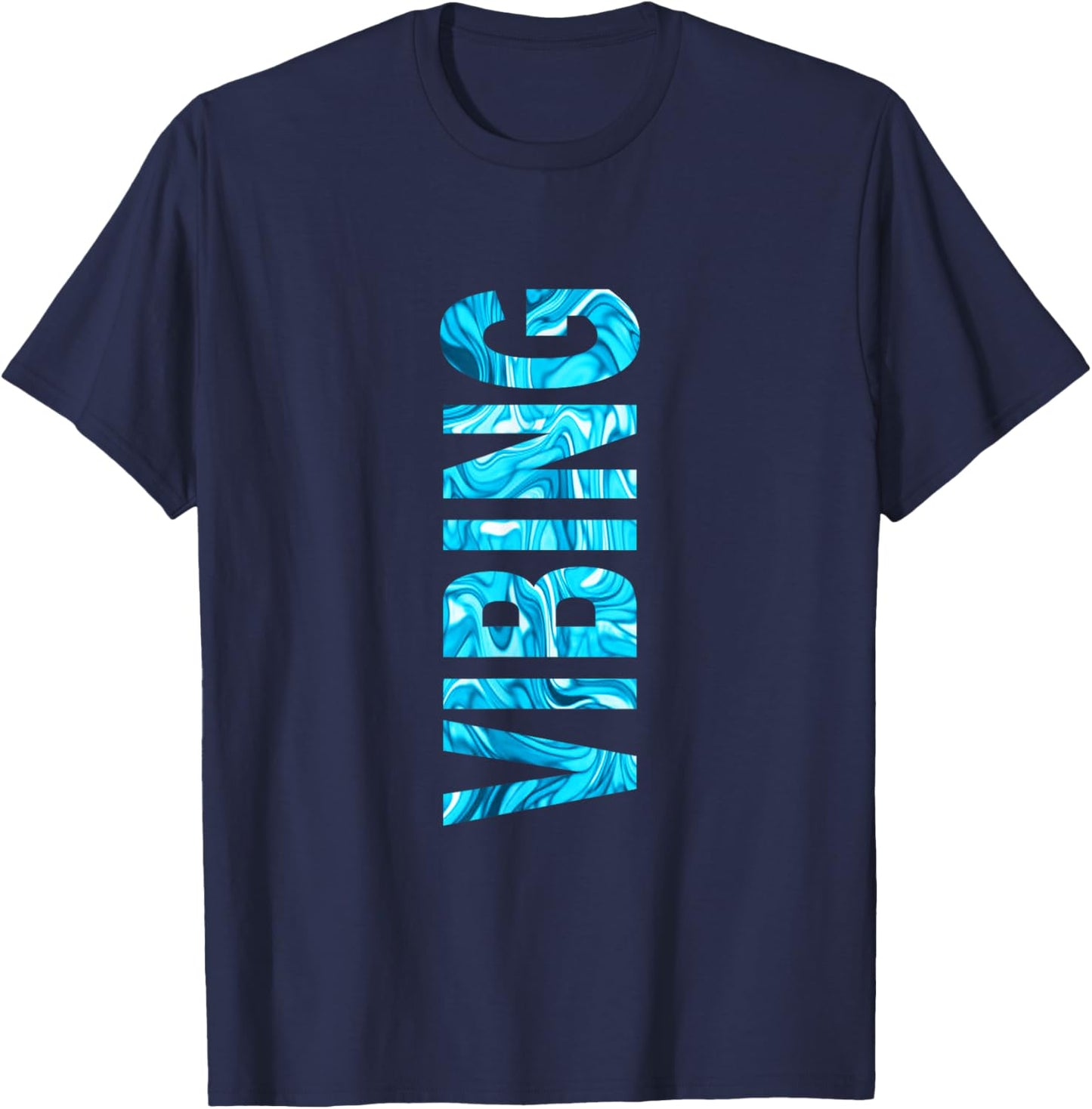 Blue Color Vibing Melted Blue Graphic T-Shirt - T-Shirt | Navy