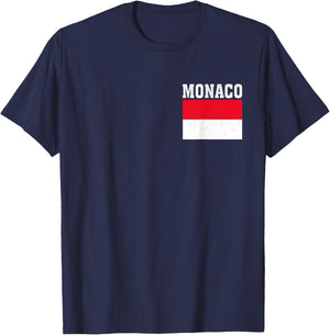 Monaco Flag Patriotic National Roots Souvenir T-Shirt - T-Shirt | Navy