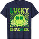 Groovy Lucky Charmer St Patricks Day Shamrock Boys Girl Kids T-Shirt - T-Shirt | Navy