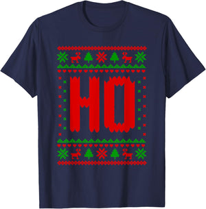 Where's My Ho at? Ho Merry Christmas Holiday Couples Ugly T-Shirt - T-Shirt | Navy