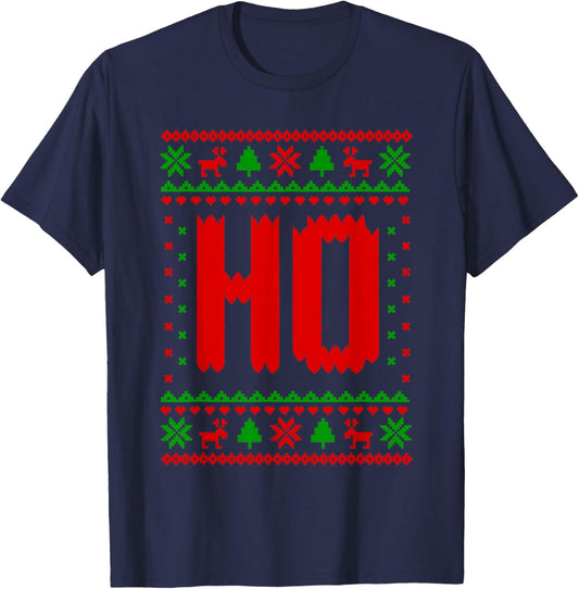 Where's My Ho at? Ho Merry Christmas Holiday Couples Ugly T-Shirt - T-Shirt | Navy