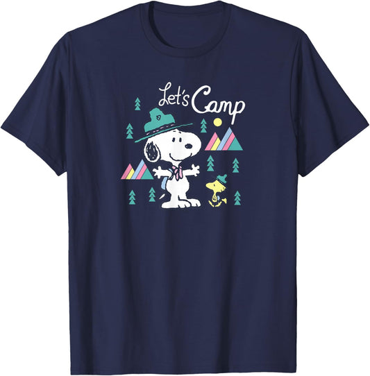 Snoopy & Woodstock - Beagle Scout - Lets Camp T-Shirt - T-Shirt | Navy