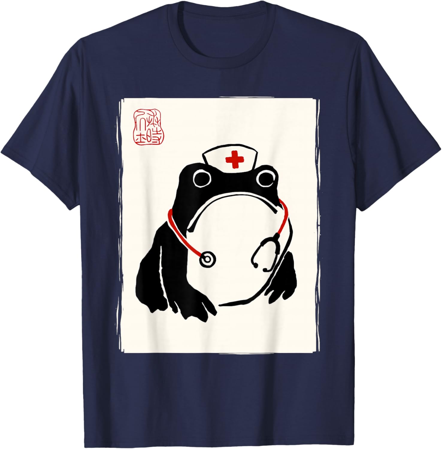 Japanese Grumpy Frog Nurse Appreciation Funny Nurse T-Shirt - T-Shirt | Navy