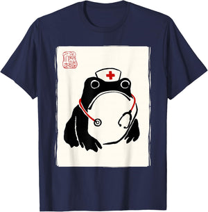 Japanese Grumpy Frog Nurse Appreciation Funny Nurse T-Shirt - T-Shirt | Navy