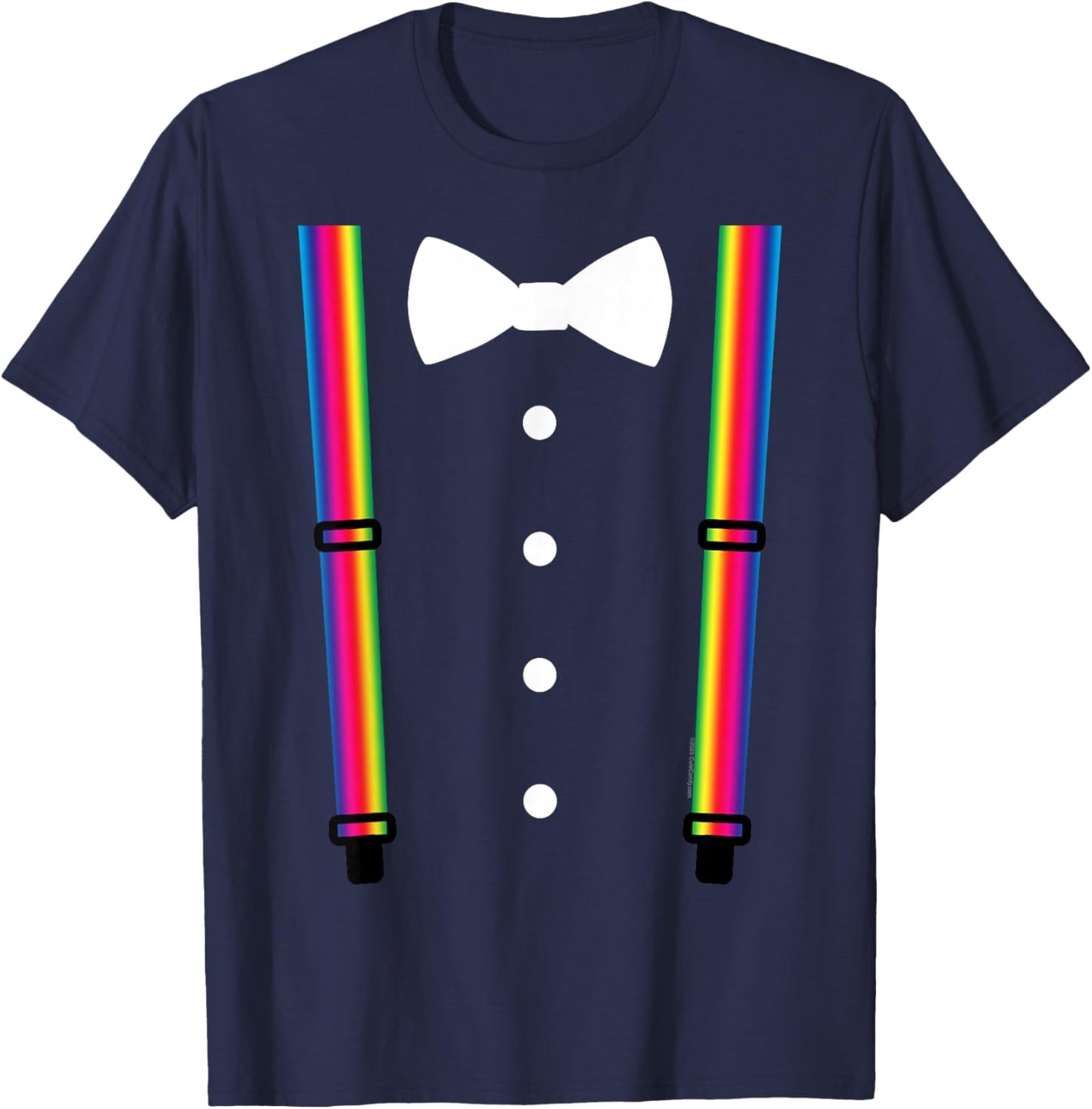 Tuxedo Rainbow Suspenders Clown Magician Halloween Costume T-Shirt - T-Shirt | Navy
