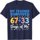 My Teacher Survived 67 33 Days of Me Funny Teacher Student T-Shirt - T-Shirt | Navy