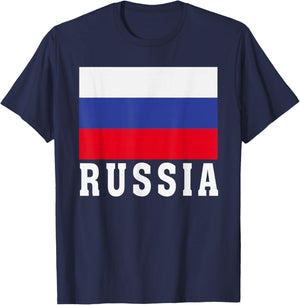 Russia Flag Patriotic National Roots Souvenir T-Shirt - T-Shirt | Navy
