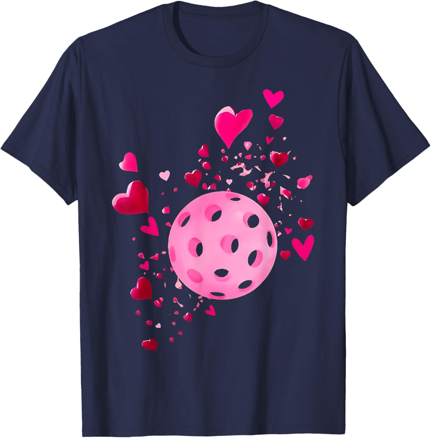 Women Pickleball Valentines Day Heart Love Pickleball Player T-Shirt - T-Shirt | Navy