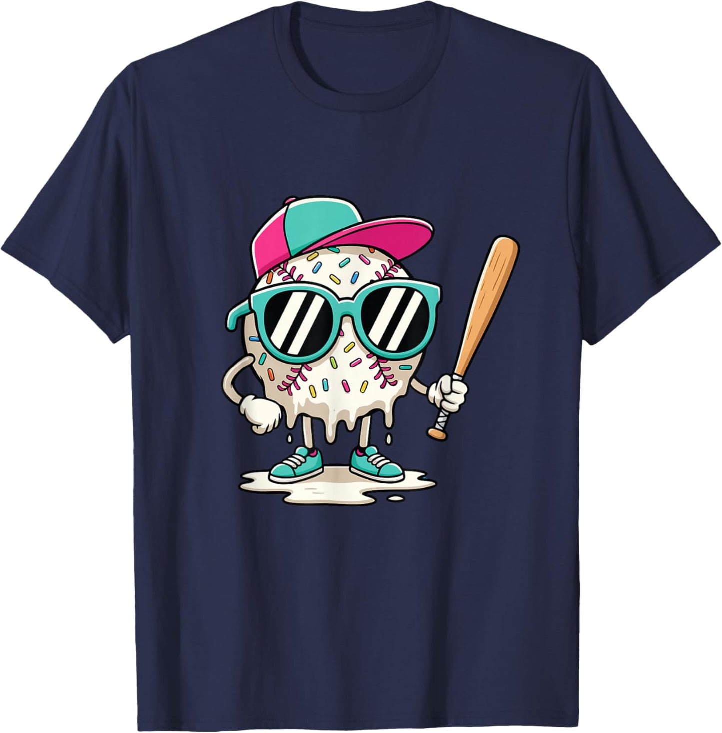 Dripping Baseball - Baseball Lover Player Baseballer T-Shirt - T-Shirt | Navy