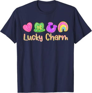 Lucky Charm Patricks Day Clover Irish Shamrock Rainbow T-Shirt - T-Shirt | Navy