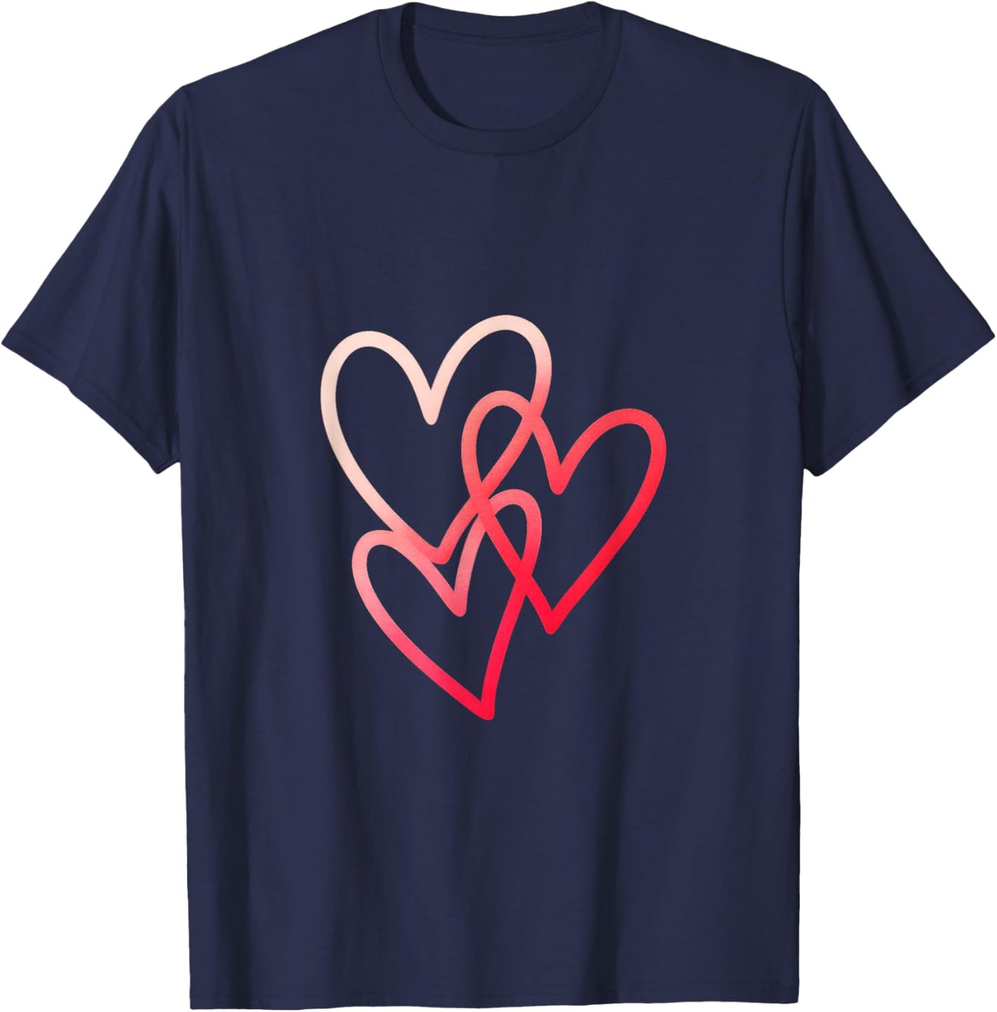 Heart Overlap - Valentines Day Love Design T-Shirt - T-Shirt | Navy