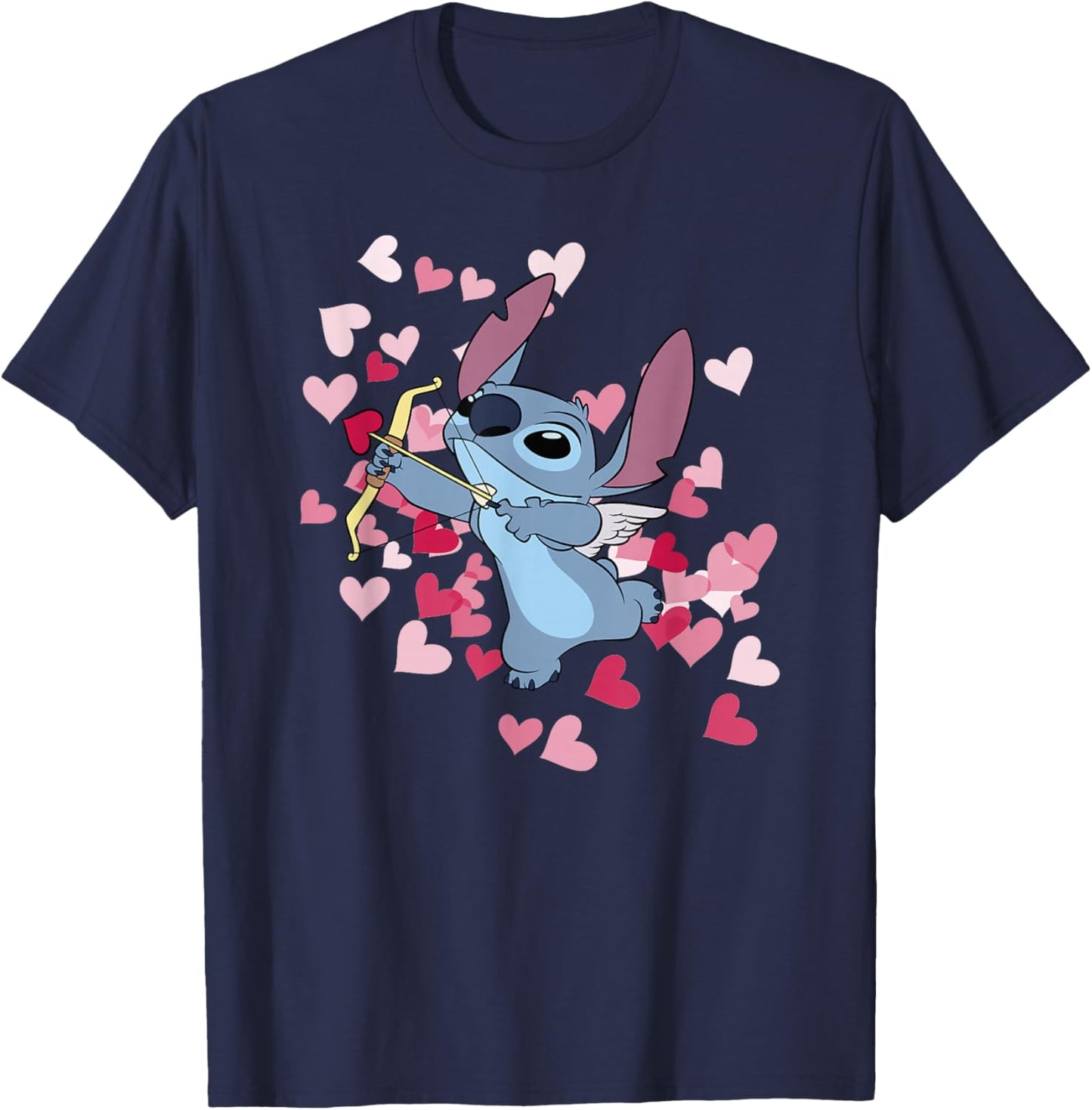 Disney Lilo & Stitch Valentine's Day Cute Cupid Stitch T-Shirt - T-Shirt | Navy