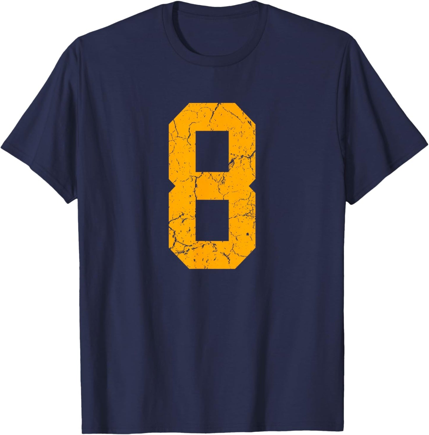 Distressed Orange Number 8 Jersey Player Uniform #8 T-Shirt - T-Shirt | Navy