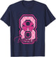 8th Birthday Girl Pink Bow Eight Bday 8 Years Birthday Girl T-Shirt - T-Shirt | Navy