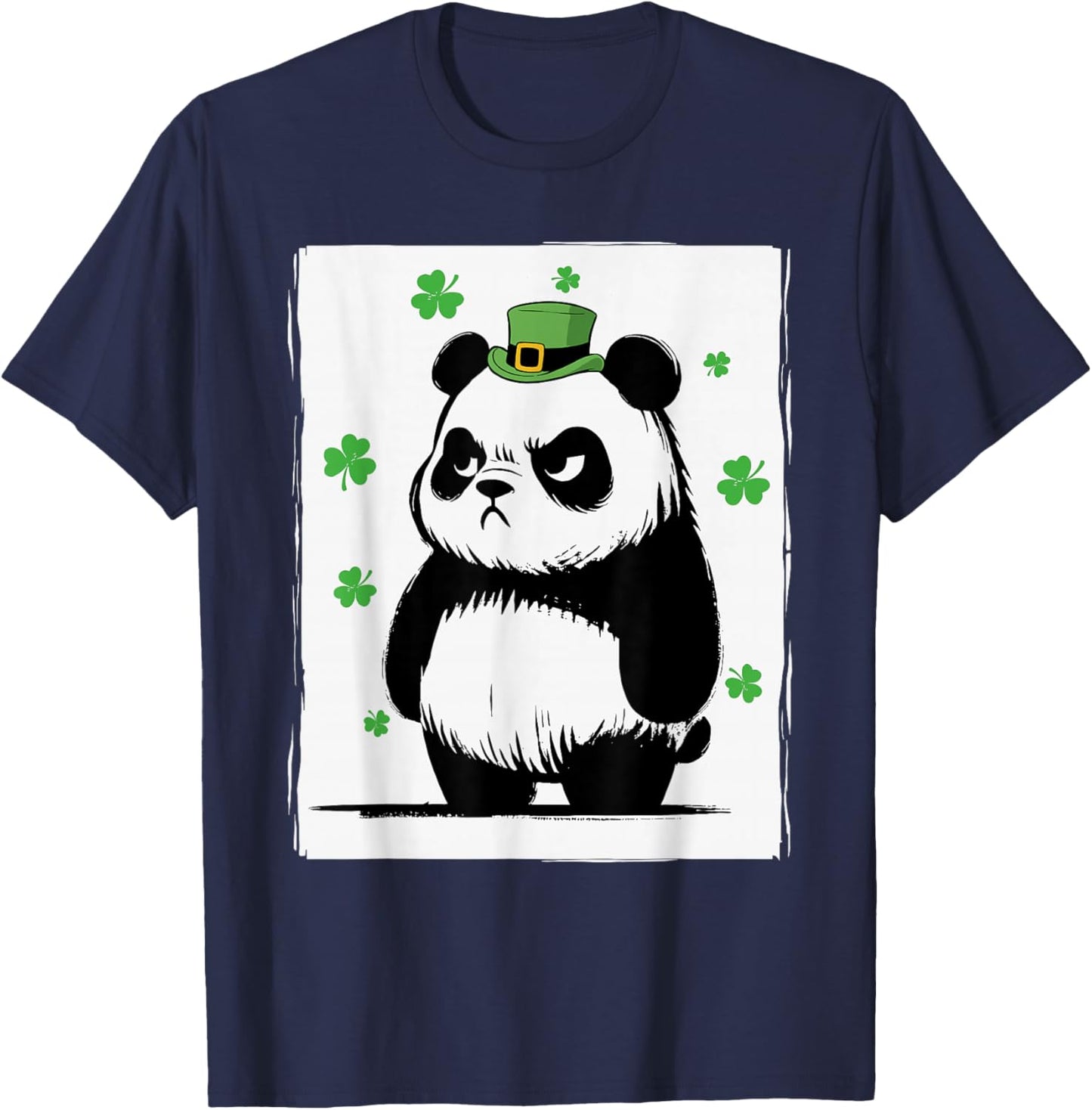 Grumpy Panda St Patty's Shamrock Funny St Patrick's Day T-Shirt - T-Shirt | Navy