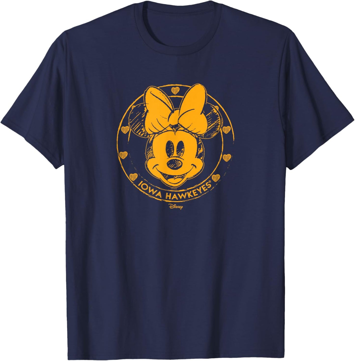 Iowa Hawkeyes Minnie Mouse Sketch Black Officially Licensed T-Shirt - T-Shirt | Navy