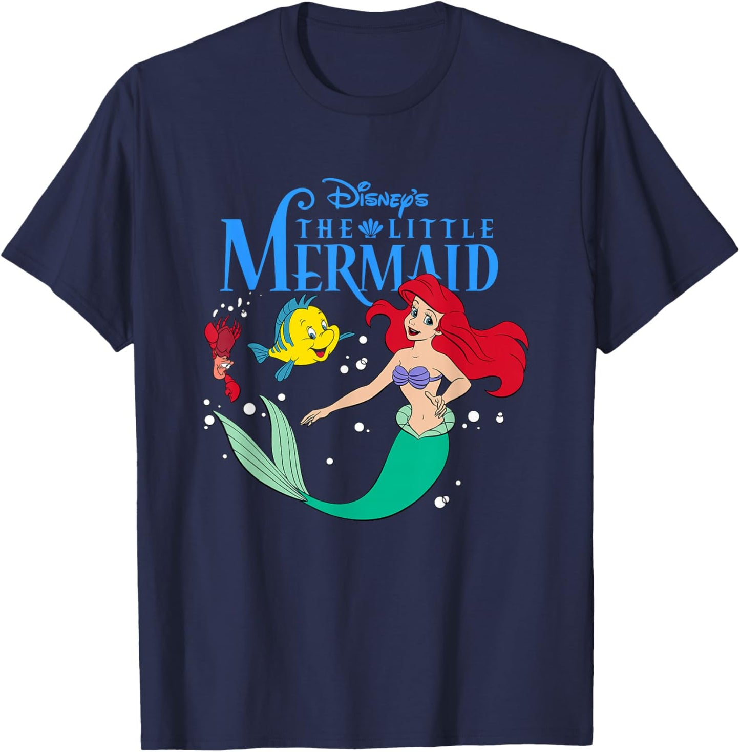 Disney The Little Mermaid Ariel Flounder Sebastian T-Shirt - T-Shirt | Navy