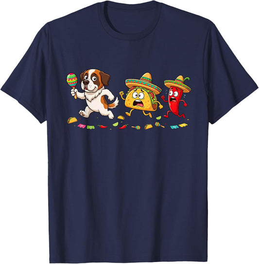 Funny Saint Bernard Cinco De Mayo Kids Mexican T-Shirt - T-Shirt | Navy
